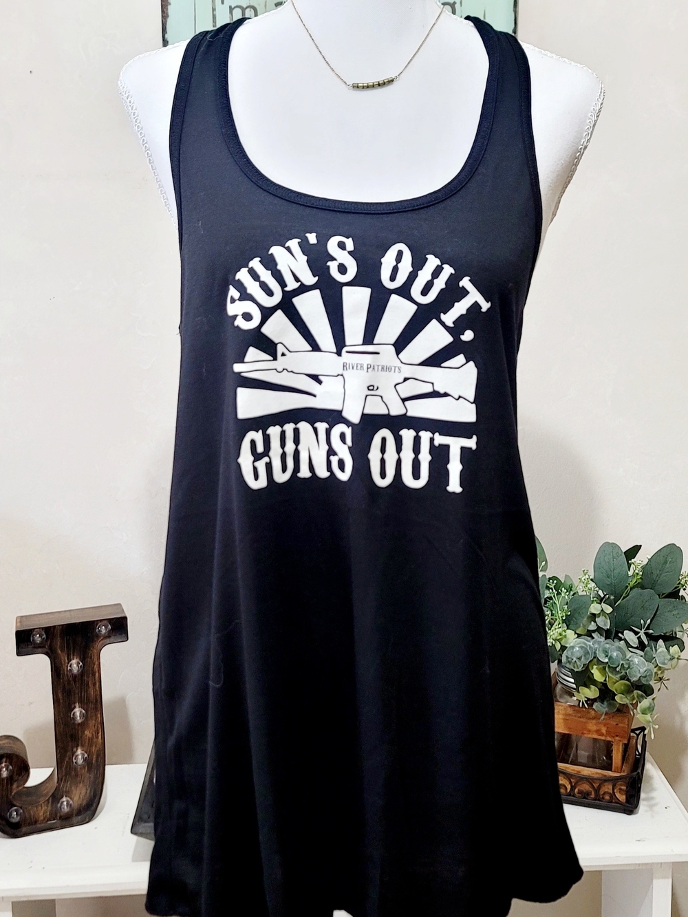 Sun's Out Guns Out Black Women's Butter Soft Tank Top